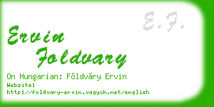 ervin foldvary business card